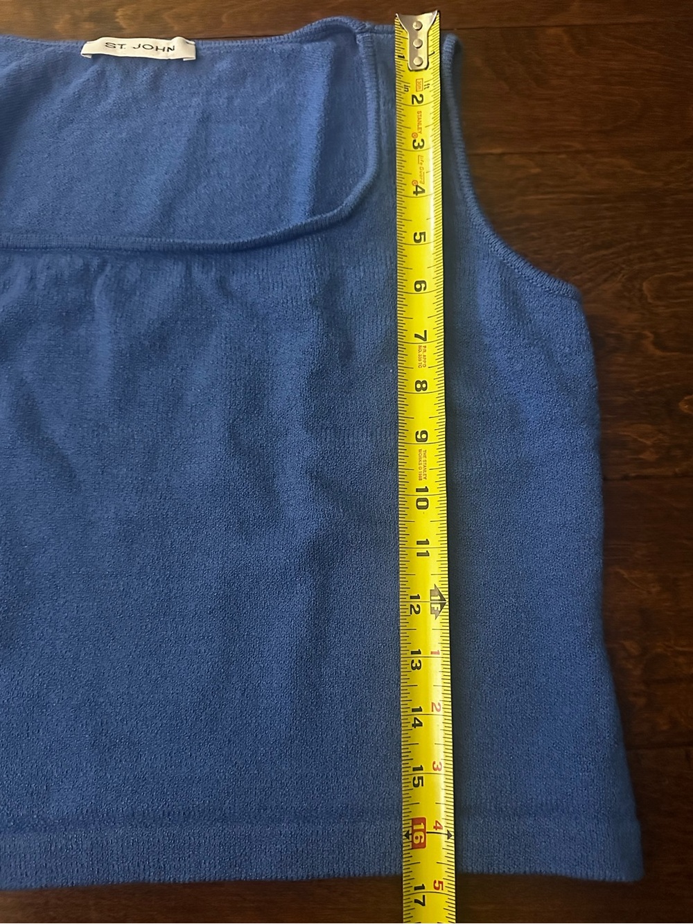 St. John Blue Cropped Wool Rayon Knit Shell Tank Top Scoop Neck M - Picture 5 of 8